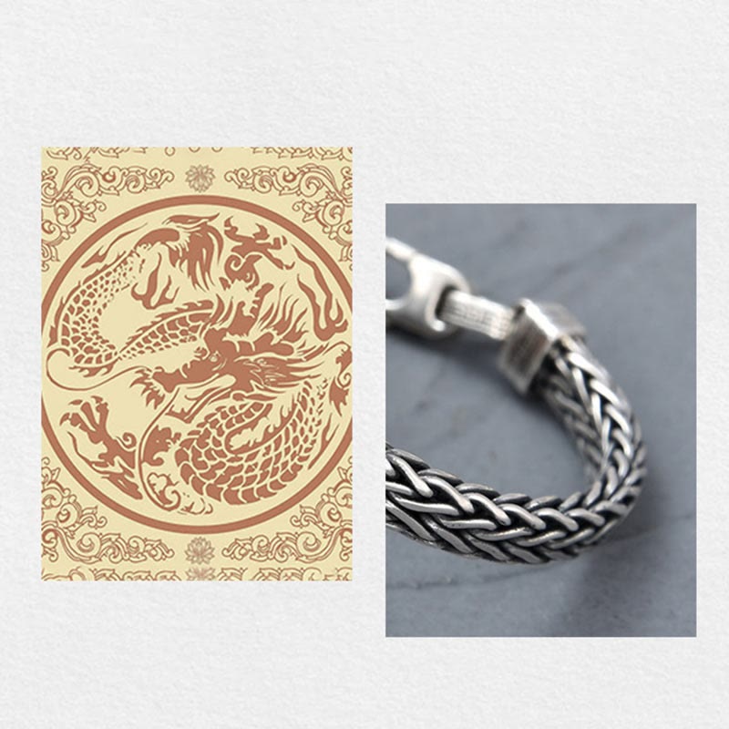 Fortune Jewel Retro Blue Acrylic Dragon Keel Braided Design Healing Wealth Buckle Bracelet