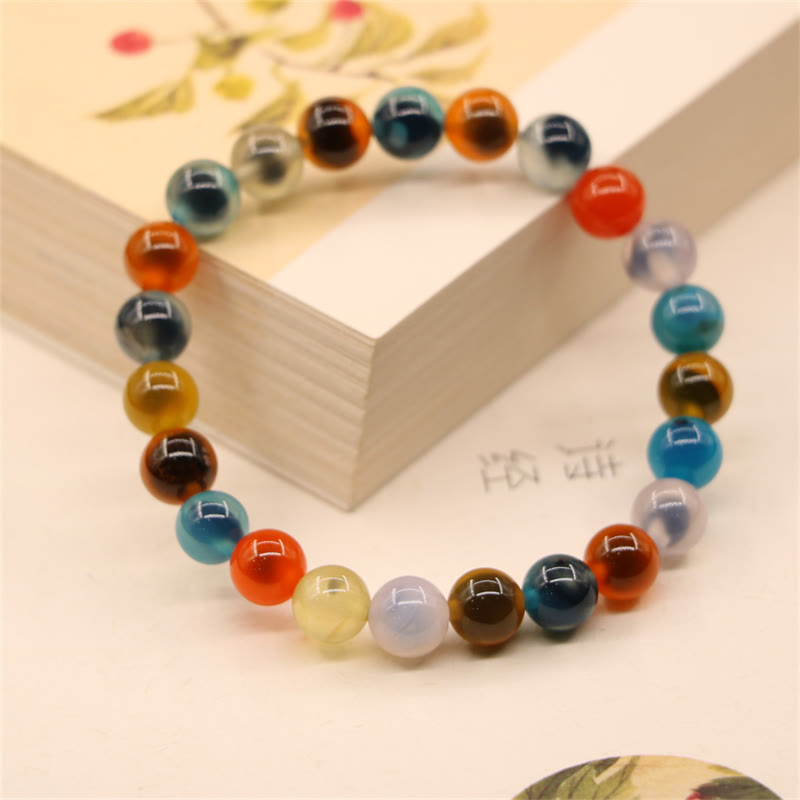 Fortune Jewel Colorful Candy Agate Healing Strength Bead Bracelet
