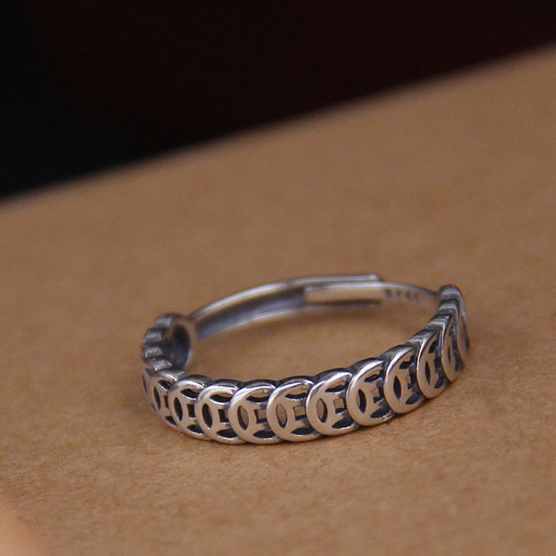 Fortune Jewel Vintage Copper Coin Design Luck Adjustable Ring