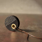 Fortune Jewel Handcrafted Round Ebony Wood Brass Copper Peace Necklace Pendant