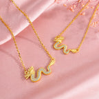 Buddha Stones 925 Sterling Silver Year Of The Dragon Auspicious Golden Dragon Luck Chain Necklace Pendant