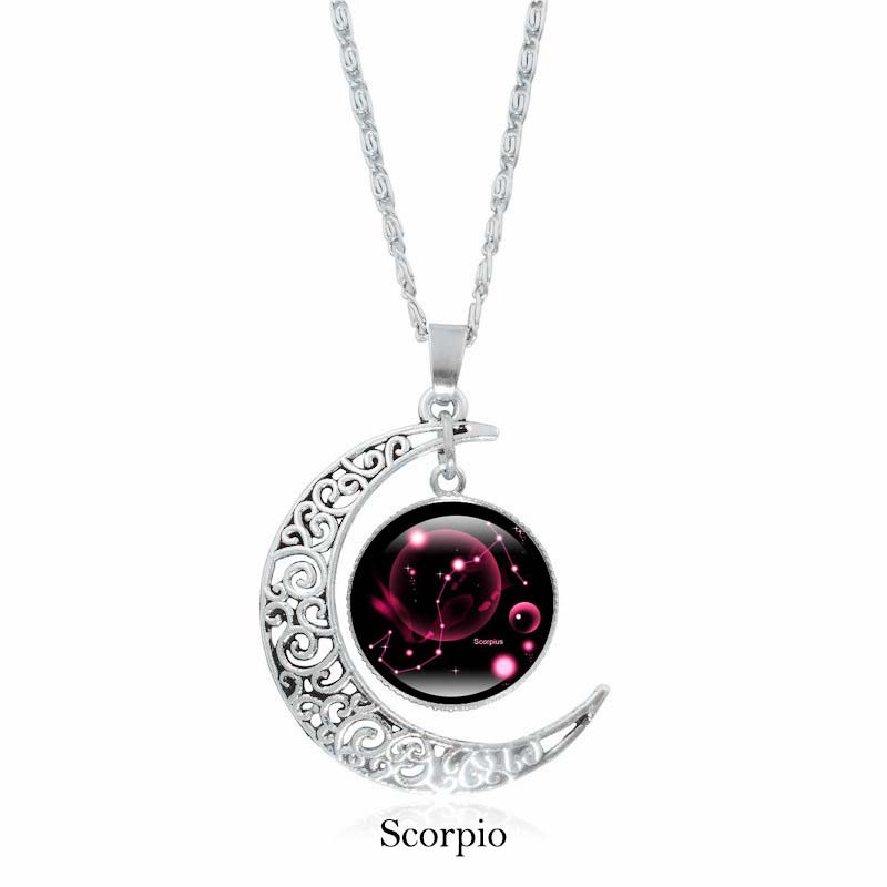 Fortune Jewel 12 Constellations of the Zodiac Moon Protection Necklace Chain Pendant