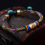 Fortune Jewel Tibetan Handmade Eight Thread Knot Copper Coin Luck Weave String Bracelet