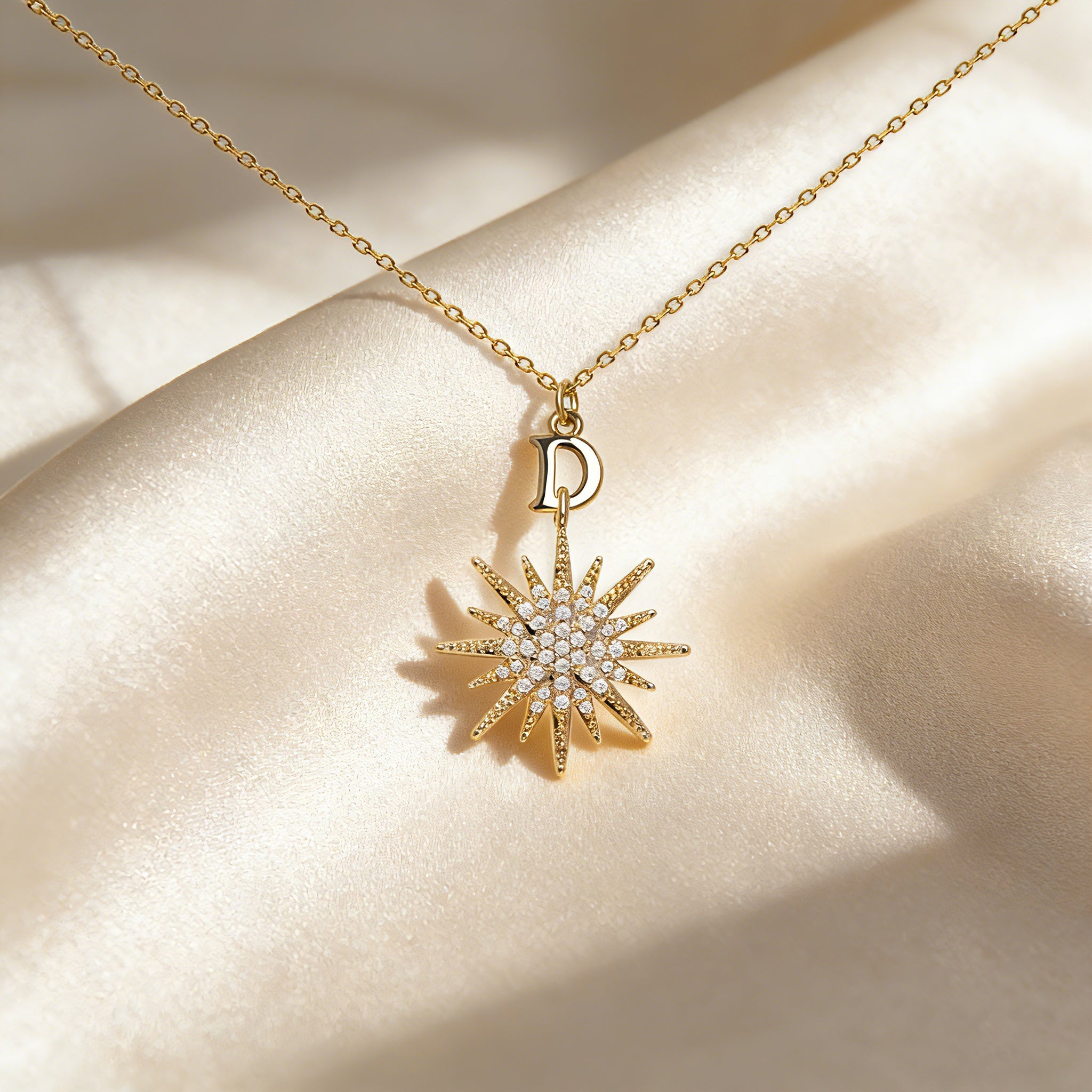 3D Sparkling Star Letter Necklace for Women
