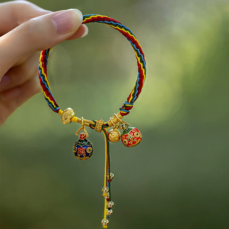 Fortune Jewel Gold Swallowing Beast Family Luck Reincarnation Knot Colorful String Bracelet