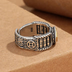 Fortune Jewel Tibetan Om Mani Padme Hum Carved Design Copper Coin Purity Rotatable Ring