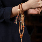 Fortune Jewel 108 Beads Bodhi Seed Red Agate Deer Head Wisdom Mala Bracelet