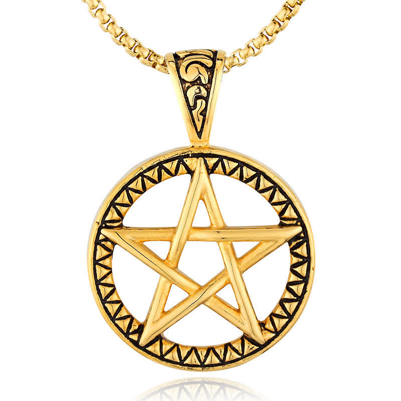 Fortune Jewel Pentagram Titanium Steel Balance Necklace Pendant