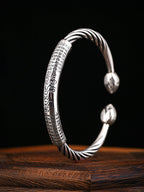 Tibetan Bracelet Pure Silver Heart Sutra Bracelet for Inner Peace
