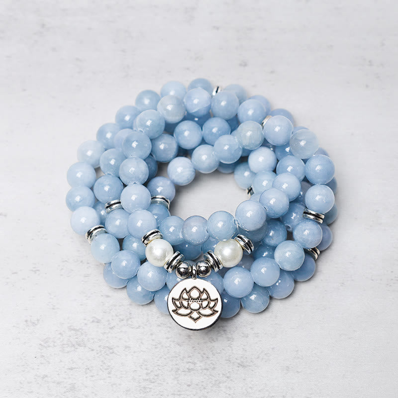 Fortune Jewel 108 Mala Beads Aquamarine Healing Bracelet