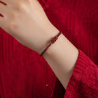 Fortune Jewel Garnet Cinnabar PiXiu Blessing Calm String Bracelet