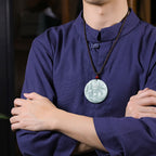 Fortune Jewel Chinese Zodiac Dragon Jade Success Amulet String Necklace