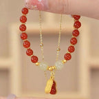 Fortune Jewel Jade Leaf Ginkgo Tulip Peanut Fu Character Luck Beaded Bracelet