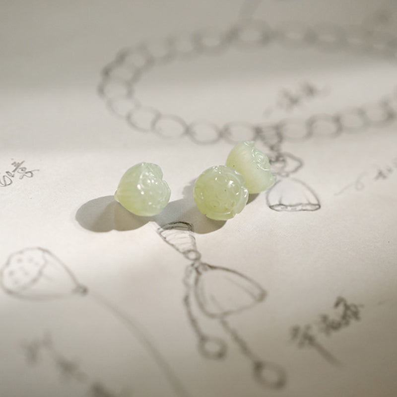 Fortune Jewel White Agate Jade Lotus Protection Bracelet