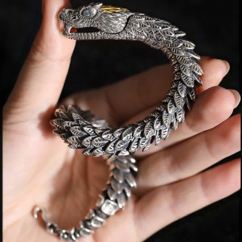 Buddha Stones Dragon Snake Handmade Amulet Protection Chain Bracelet Fortune Jewel