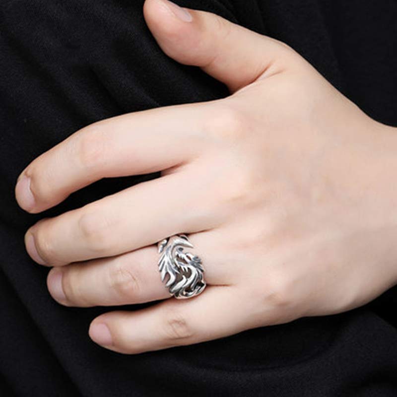 Fortune Jewel Dragon Pattern Protection Strength Adjustable Ring Fortune Jewel