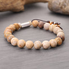 Fortune Jewel Weathered Stone Om Mani Padme Hum Strengthen Bracelet