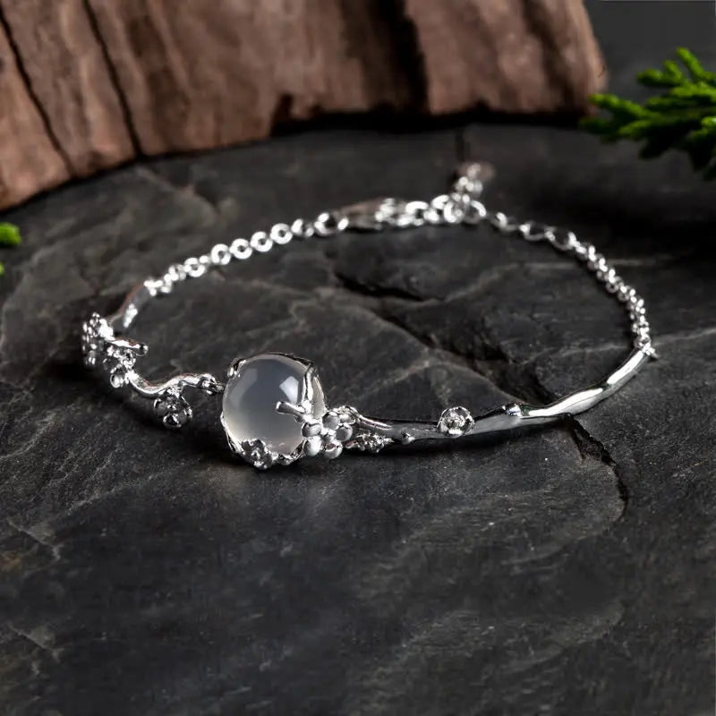 Fortune Jewel "Sending Grace and Harmony"Plum Blossom Chalcedony Bracelet Includes Gift Message Card Fortune Jewel