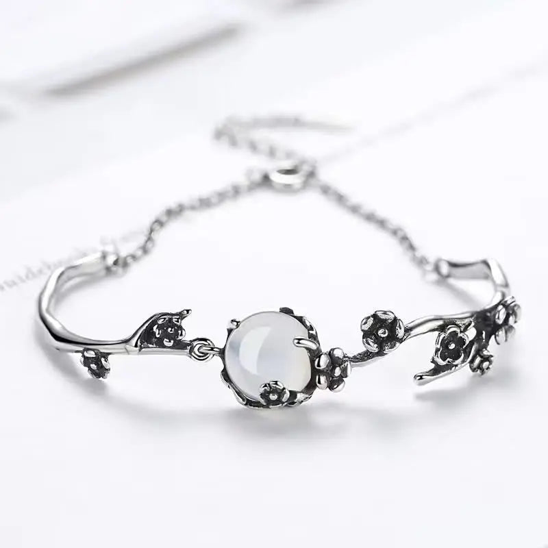 Fortune Jewel "Sending Grace and Harmony"Plum Blossom Chalcedony Bracelet Includes Gift Message Card Fortune Jewel