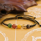 Fortune Jewel Five Directions Gods of Wealth Agate Handmade Protection String Braid Bracelet