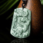 Fortune Jewel Year of the Dragon Chinese Zodiac Dragon Jade Success Amulet Necklace Pendant