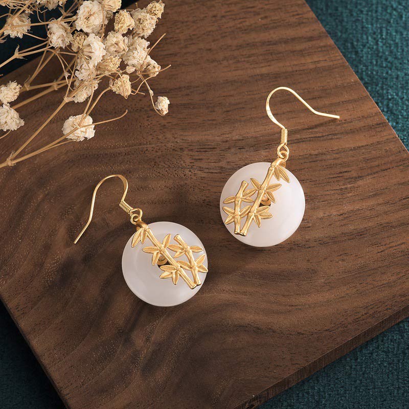 Fortune Jewel FengShui White Jade Fortune Earrings