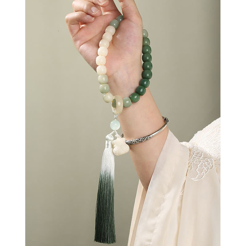 Fortune Jewel Natural Gradient Bodhi Seed Fortune Money Bag Lotus Wisdom Tassel Wrist Mala Fortune Jewel