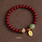 Fortune Jewel Cinnabar Green Aventurine Fortune Protection Charm Bracelet