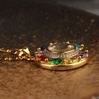 Fortune Jewel Colorful Zircon Copper Wealth Luck Rotation Bracelet Necklace Pendant
