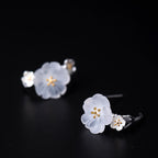 Fortune Jewel 925 Sterling Silver Plum Blossom Floral Blessing Earrings