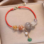 Fortune Jewel Moonstone Sunstone Beads Peace Buckle Charm Healing Bracelet