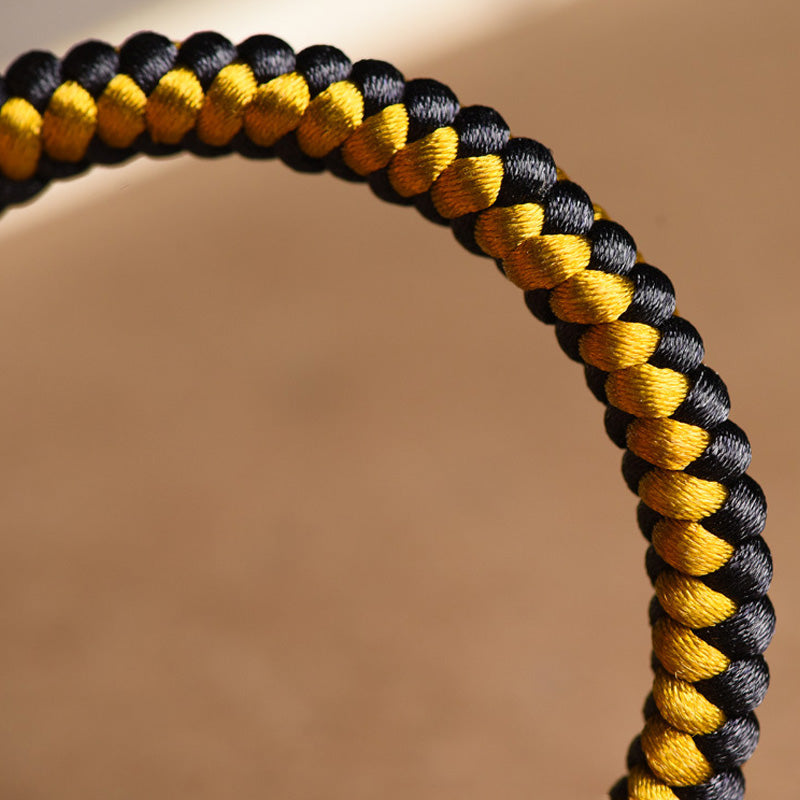 Fortune Jewel Handmade Tibetan Black Gold Dragon Scale Rope Om Mani Padme Hum Purity Bracelet