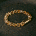 Fortune Jewel Natural Citrine Crystal Brass Bead Protection Bracelet