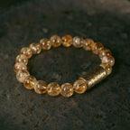 Fortune Jewel Natural Citrine Crystal Brass Bead Protection Bracelet