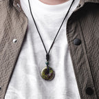 Fortune Jewel Lucky Coin Pendant Healing Crystal Gemstone Necklace