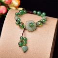 Fortune Jewel Natural Green Jade Luck Dangling Flower Bracelet