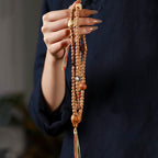 Fortune Jewel 108 Beads Bodhi Seed Red Agate Deer Head Wisdom Mala Bracelet