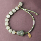 Fortune Jewel Natural Hetian Jade PiXiu Luck Fu Character String Bracelet