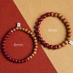 Fortune Jewel 925 Sterling Silver Peach Wood Cinnabar Ward Off Evil Spirits Bracelet