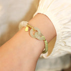Fortune Jewel Natural Hetian Jade Bead Double Peace Buckle Fu Character Abundance Braided Bracelet