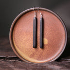 Fortune Jewel 925 Sterling Silver Ebony Wood Texture Balance Peace Drop Dangle Earrings