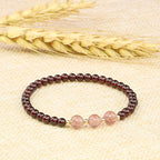 Fortune Jewel Natural Garnet Strawberry Quartz Calm Bracelet