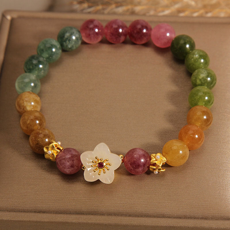 Fortune Jewel Colorful Tourmaline Jade Flowers Love Bracelet