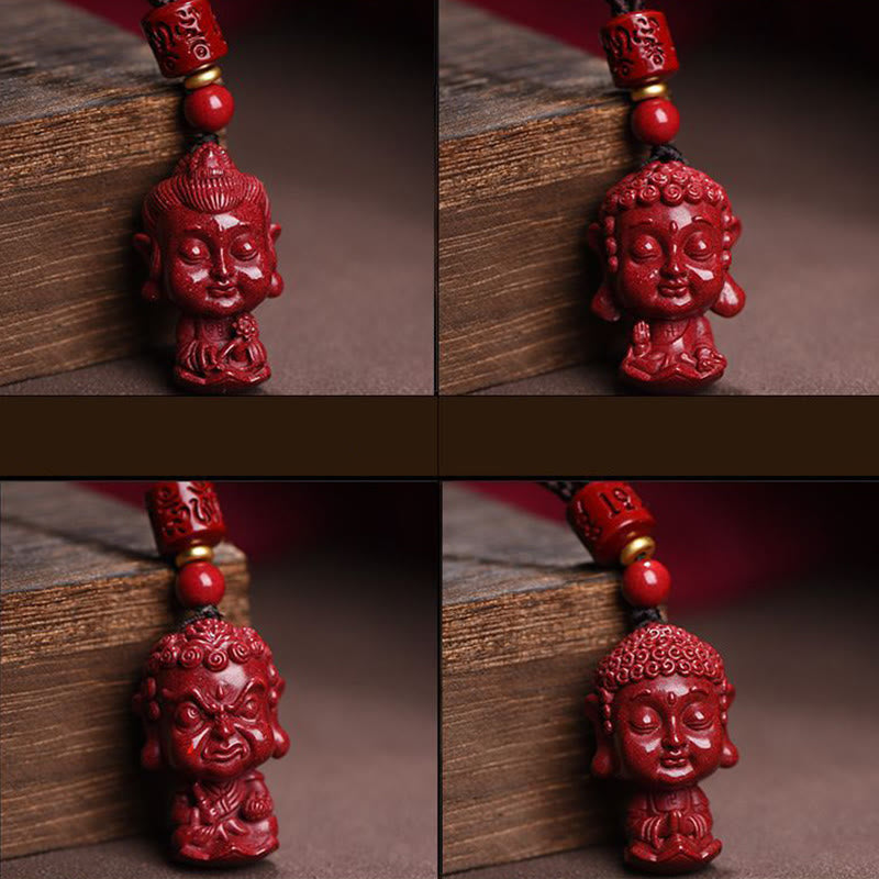 Fortune Jewel Chinese Zodiac Natal Buddha Natural Cinnabar Amulet Keep Away Evil Spirits Necklace Pendant