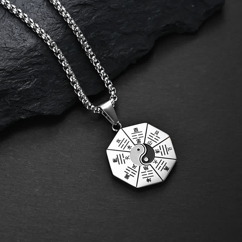 Fortune Jewel Bagua Yin Yang Titanium Steel Balance Necklace Pendant Fortune Jewel