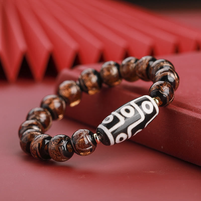 Fortune Jewel Tibetan Nine-Eye Dzi Bead Three-eyed Dzi Bead Liuli Glass Bead Wealth Bracelet