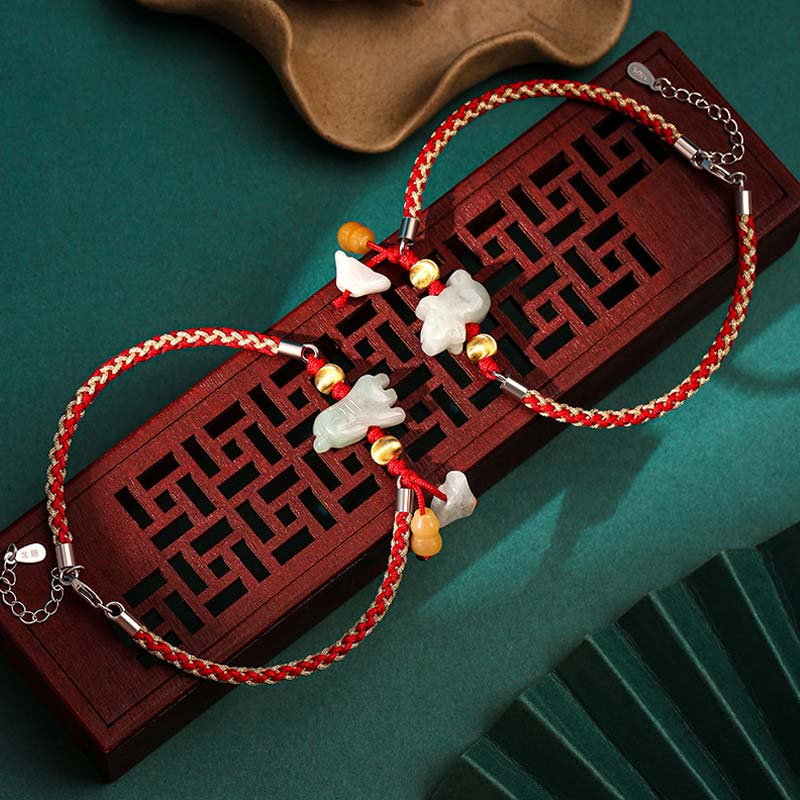 Fortune Jewel Chinese Zodiac Jade Prosperity Red String Bracelet Anklet - Fortune Jewel