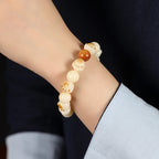 Fortune Jewel Natural Bodhi Seed Sandalwood Lucky Cute Cat Head Paw Claw Peace Bracelet
