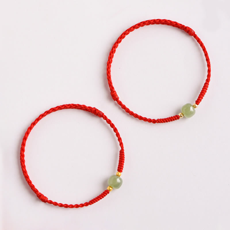 Fortune Jewel Handmade Jade Lucky Bead Prosperity Braided Bracelet