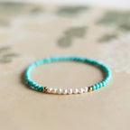 Fortune Jewel 925 Sterling Silver Natural Turquoise Pearl Beaded Bracelet